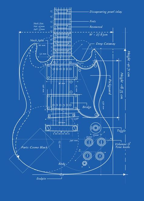 Detail Ukuran Body Gitar Listrik Nomer 14