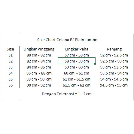 Detail Ukuran Celana 31 Nomer 33