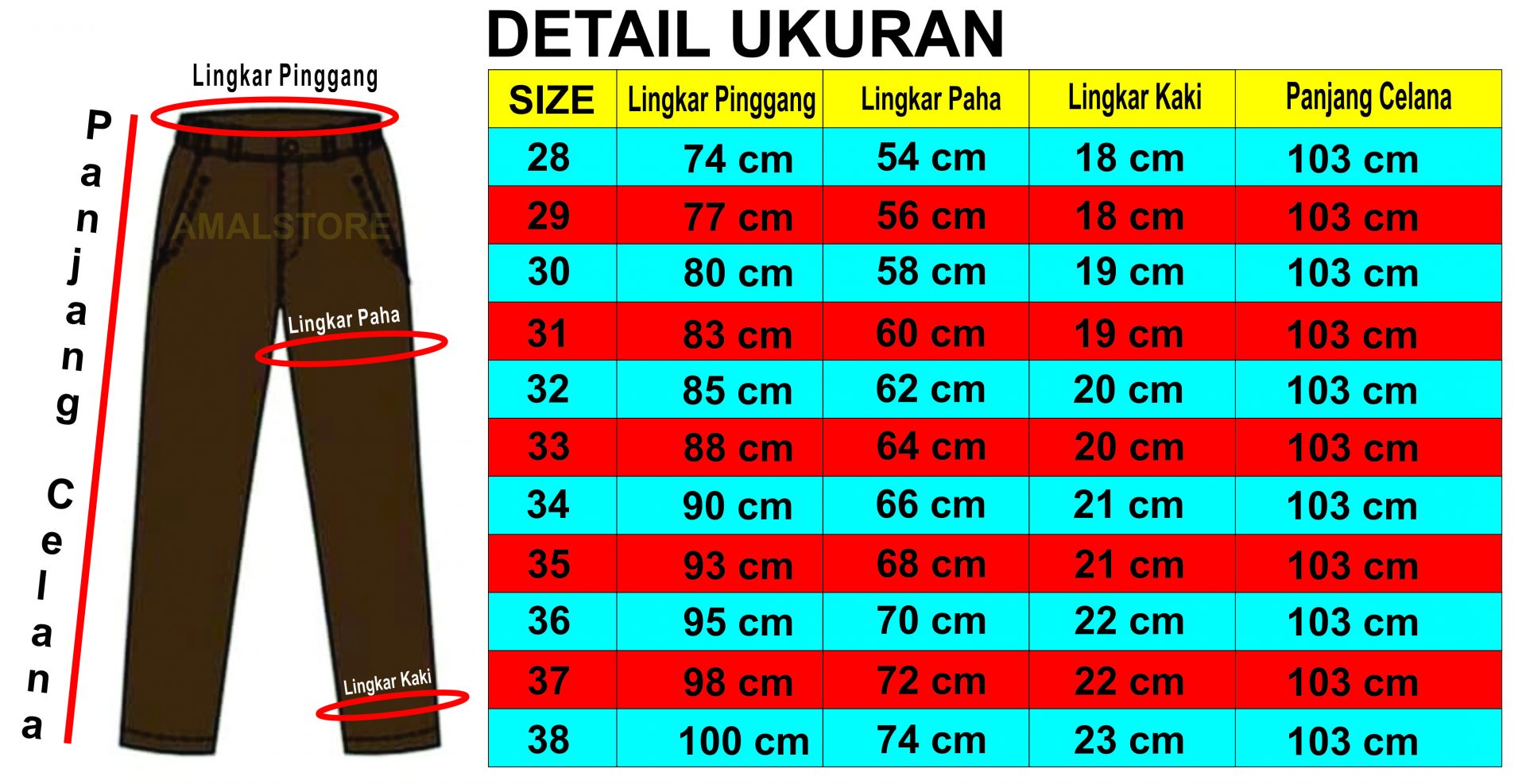 Detail Ukuran Celana 31 Nomer 4