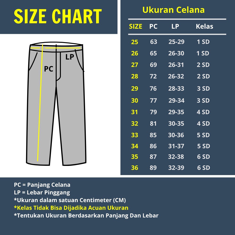 Detail Ukuran Celana 31 Nomer 51