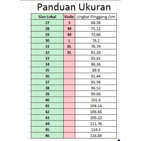 Detail Ukuran Celana 31 Nomer 8