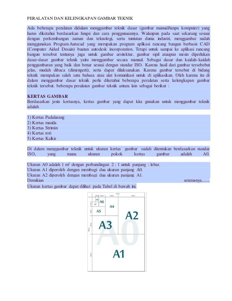 Detail Ukuran Kertas Gambar Teknik Nomer 19