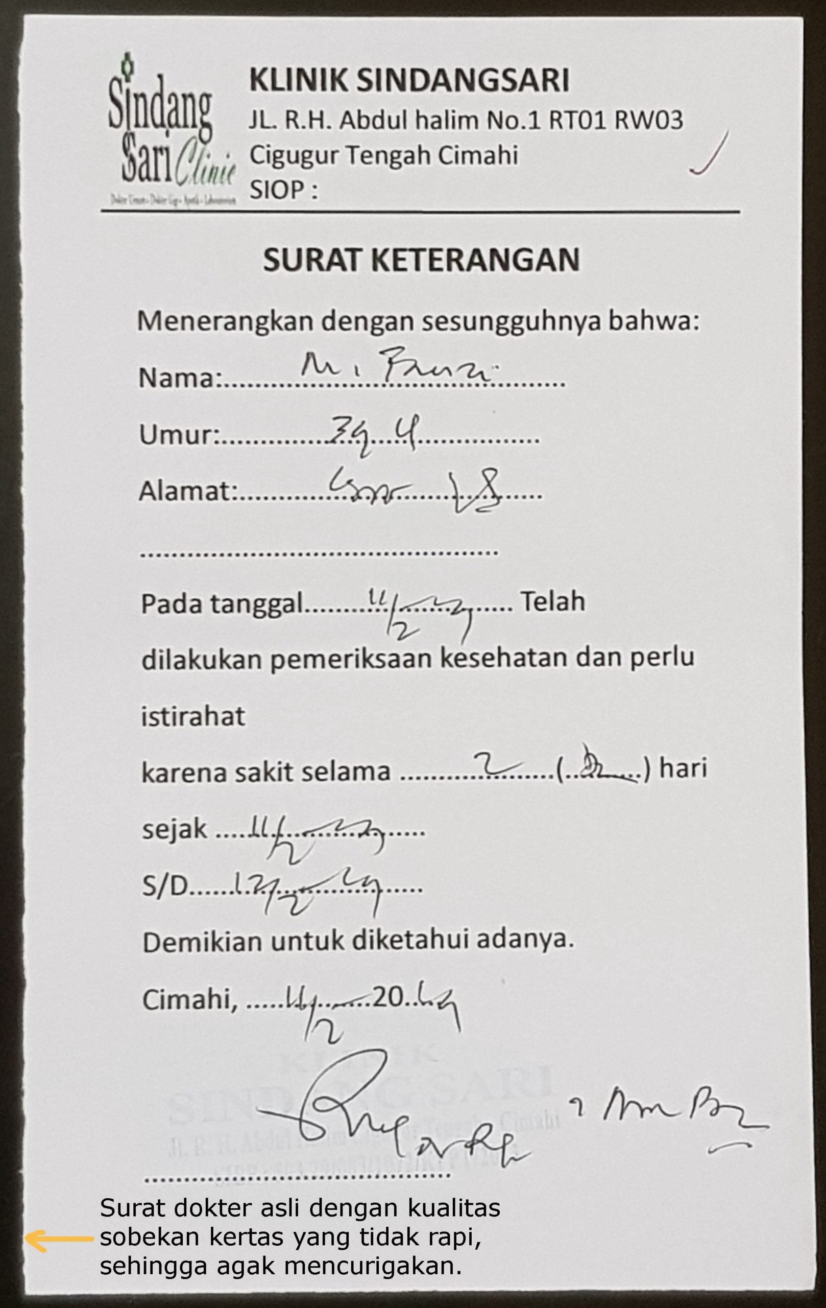 Detail Ukuran Kertas Surat Dokter Nomer 10