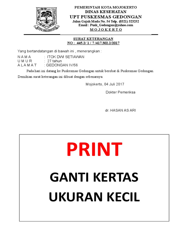 Detail Ukuran Kertas Surat Dokter Nomer 41