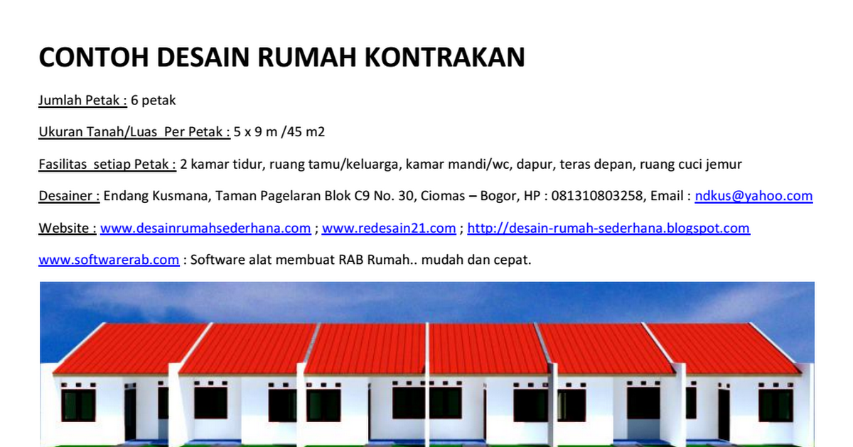 Detail Ukuran Rumah Kontrakan Nomer 28