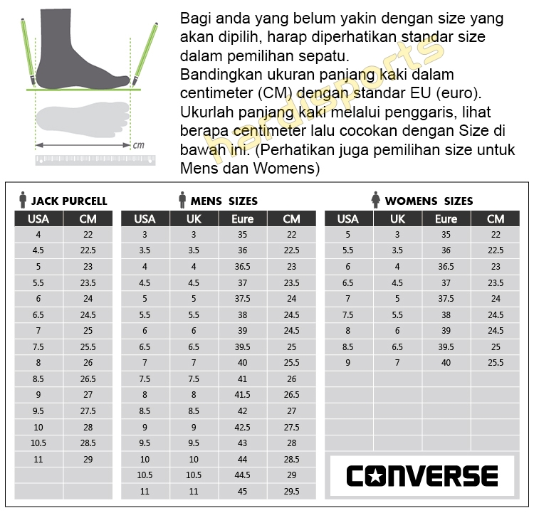 Detail Ukuran Sepatu Converse Nomer 43