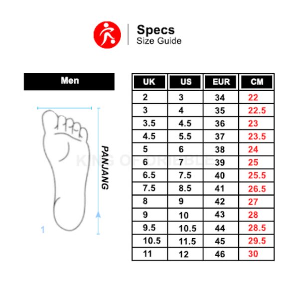 Detail Ukuran Sepatu Specs Futsal Nomer 5