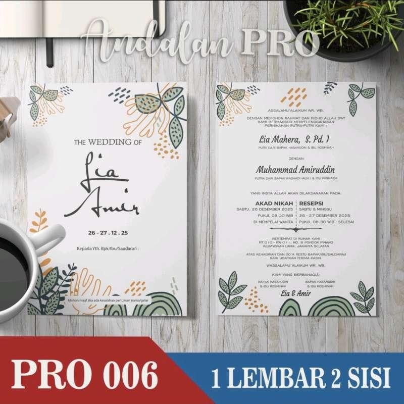 Detail Ukuran Undangan Pernikahan 1 Lembar Nomer 13