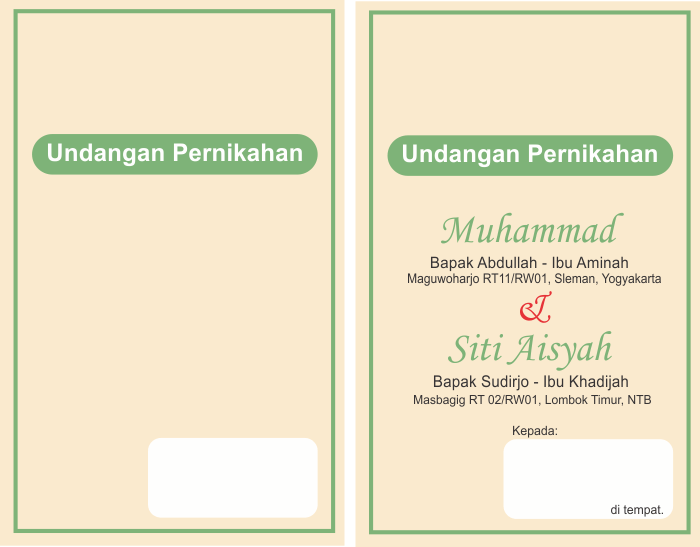 Detail Ukuran Undangan Pernikahan 1 Lembar Nomer 15