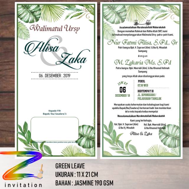 Detail Ukuran Undangan Pernikahan 1 Lembar Nomer 36