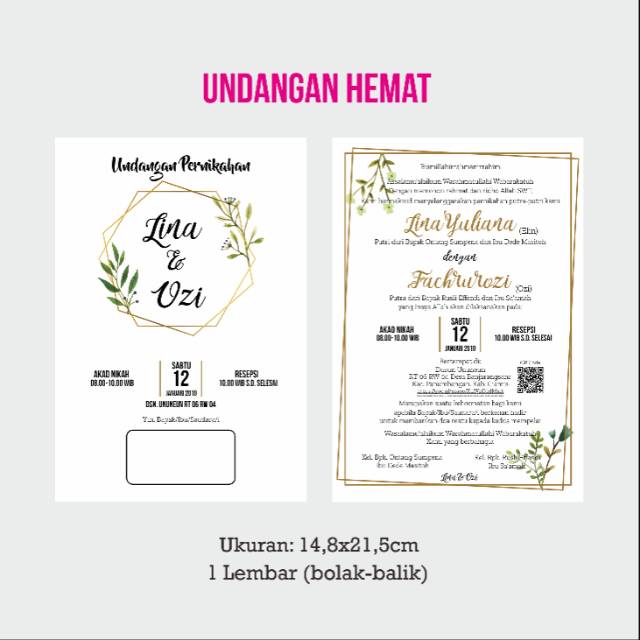 Detail Ukuran Undangan Pernikahan 1 Lembar Nomer 39