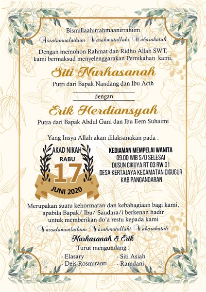 Detail Undangan Akad Nikah Tanpa Resepsi Nomer 22