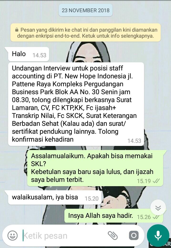 Detail Undangan Interview Via Whatsapp Nomer 12