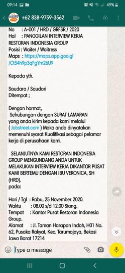 Detail Undangan Interview Via Whatsapp Nomer 17