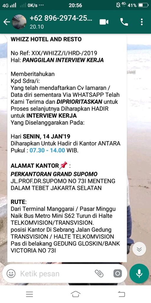 Detail Undangan Interview Via Whatsapp Nomer 25