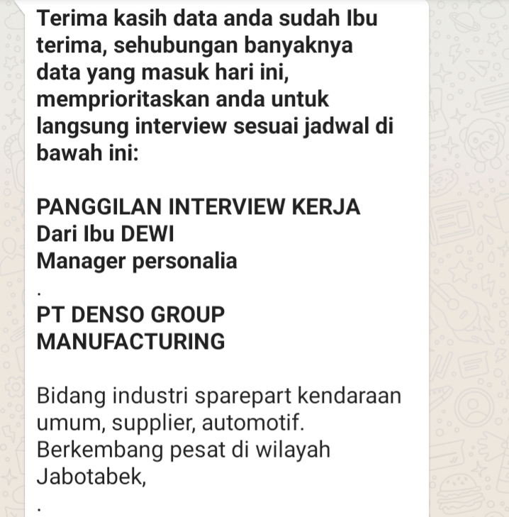 Detail Undangan Interview Via Whatsapp Nomer 36