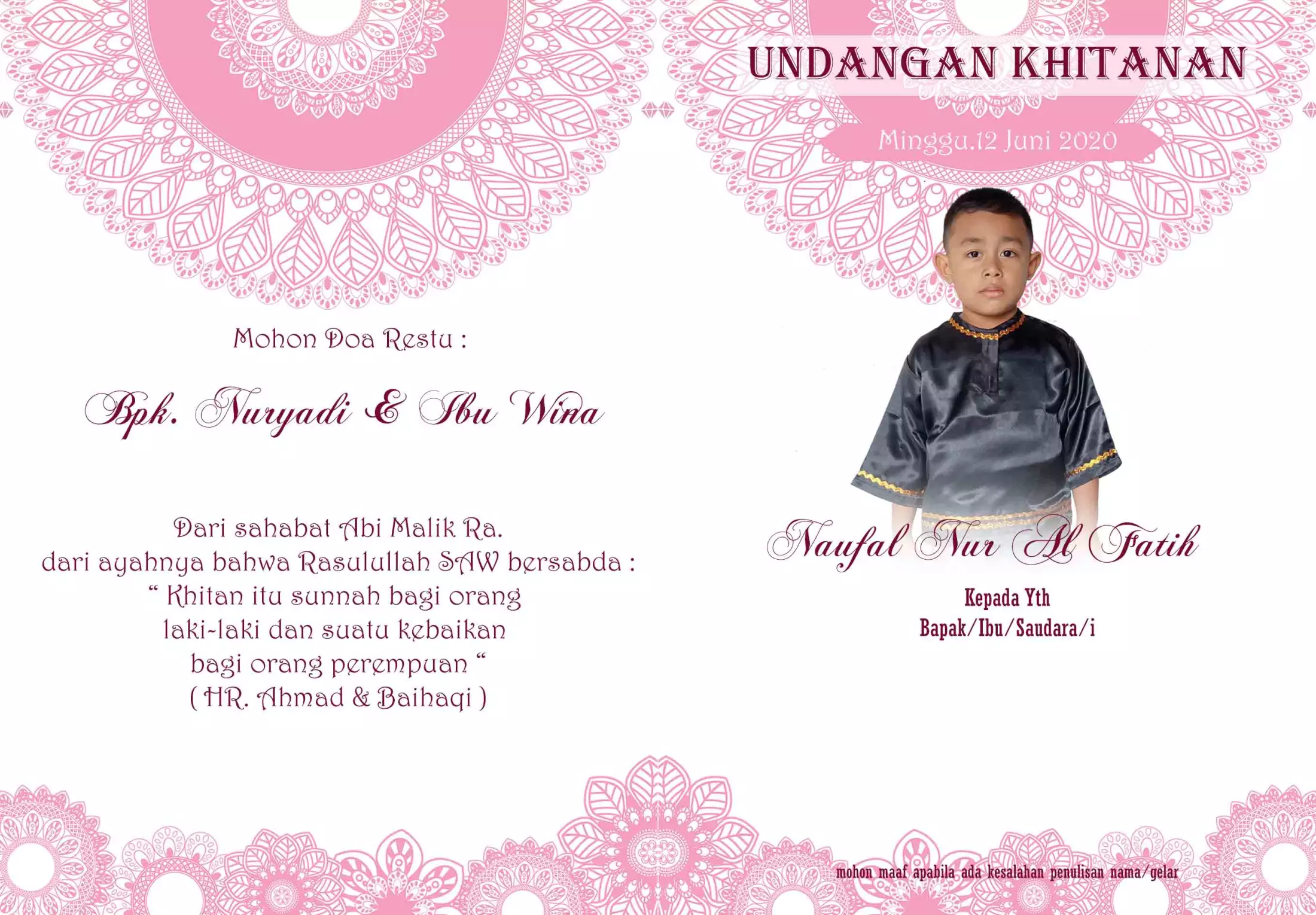 Detail Undangan Khitanan Anak Perempuan Nomer 4