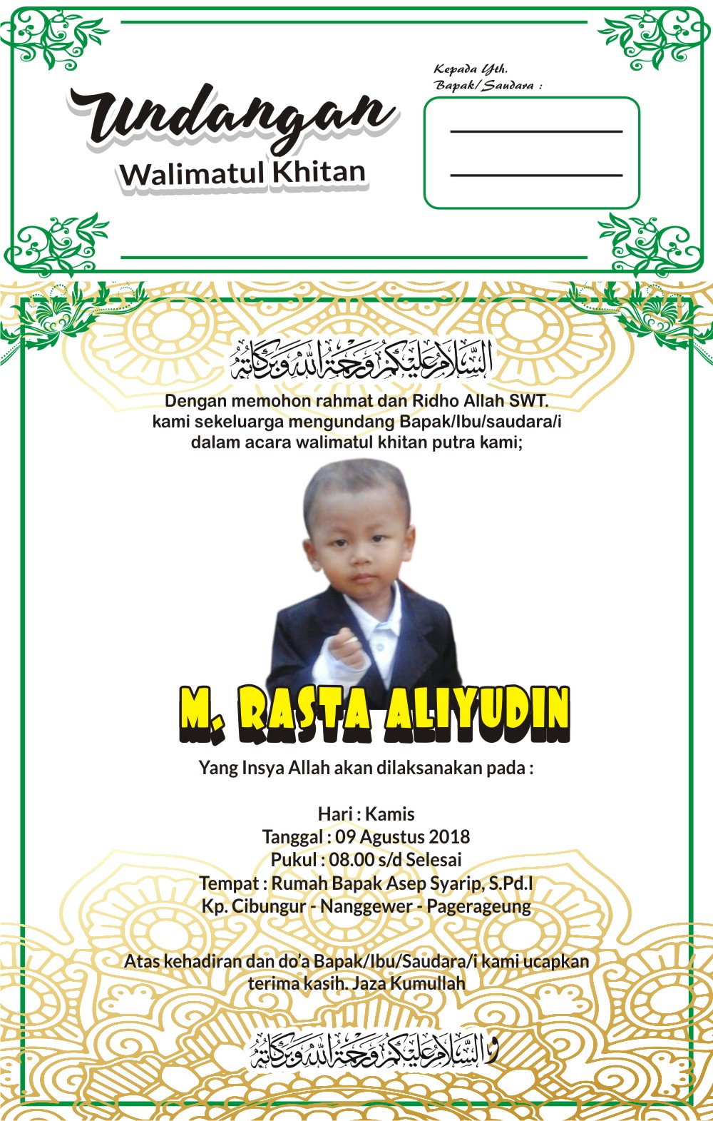 Detail Undangan Khitanan Sunat Anak Format Coreldraw Nomer 20