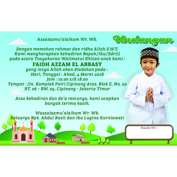 Detail Undangan Khitanan Sunat Anak Format Coreldraw Nomer 25