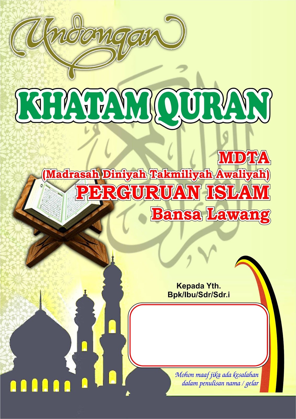 Detail Undangan Khotmil Qur An Nomer 9