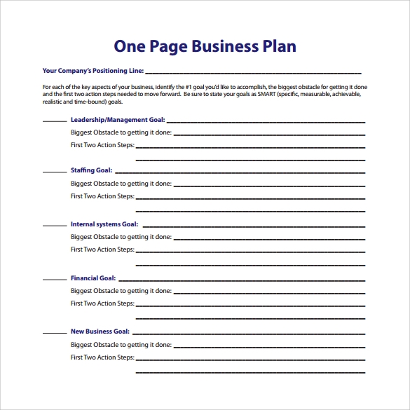 Detail 1 Page Business Plan Template Word Nomer 11