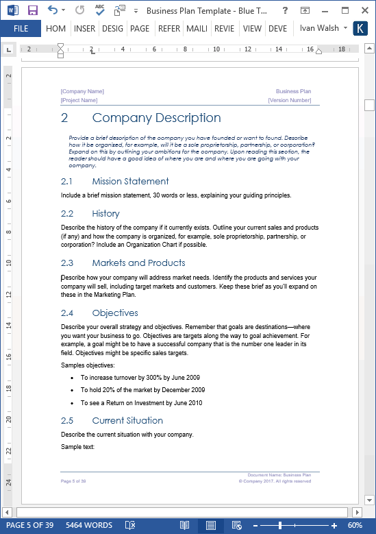 Detail 1 Page Business Plan Template Word Nomer 36