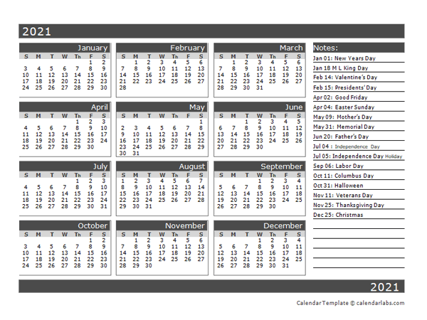 12 Month Calendar Template 2021 - KibrisPDR