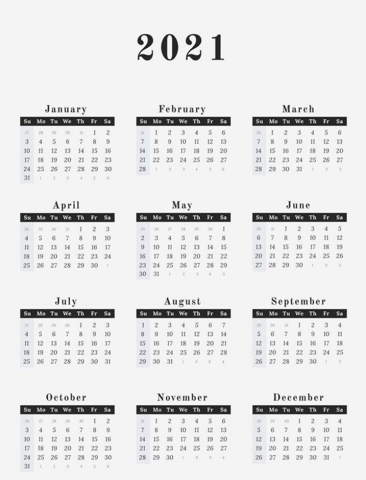 Detail 12 Month Calendar Template 2021 Nomer 20