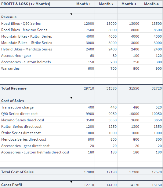 Detail 12 Month Profit And Loss Projection Template Nomer 9