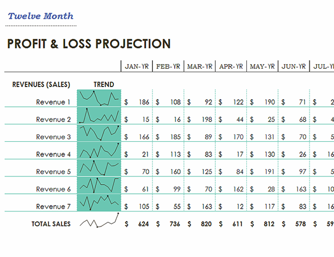 Detail 12 Month Profit And Loss Projection Template Nomer 13