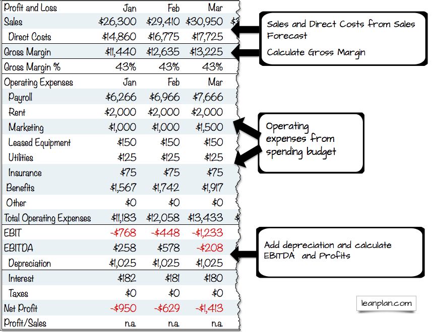 Detail 12 Month Profit And Loss Projection Template Nomer 19