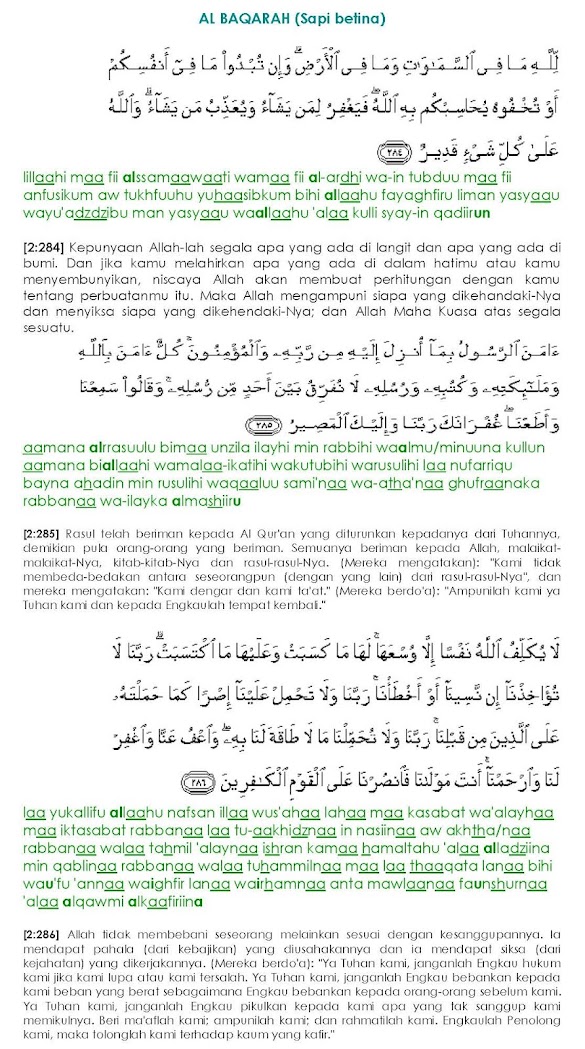 Detail 2 Ayat Terakhir Surat Al Baqarah Latin Dan Artinya Nomer 4