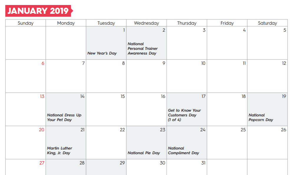 Detail 2019 Marketing Calendar Template Nomer 3