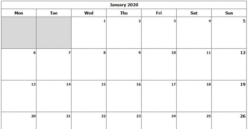 Detail 2019 Monthly Calendar Template Excel Nomer 12