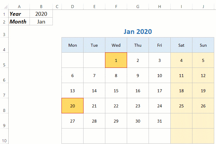 Detail 2019 Monthly Calendar Template Excel Nomer 15