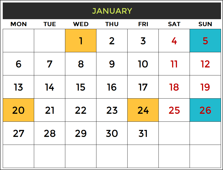 Detail 2019 Monthly Calendar Template Excel Nomer 19