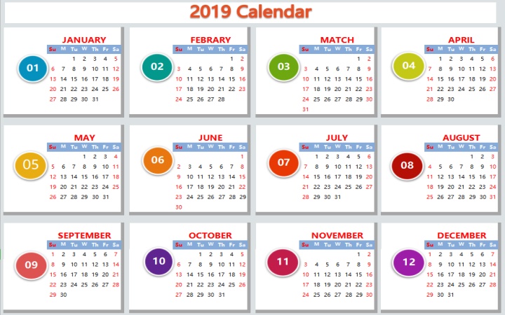 Download 2019 Monthly Calendar Template Excel Nomer 38