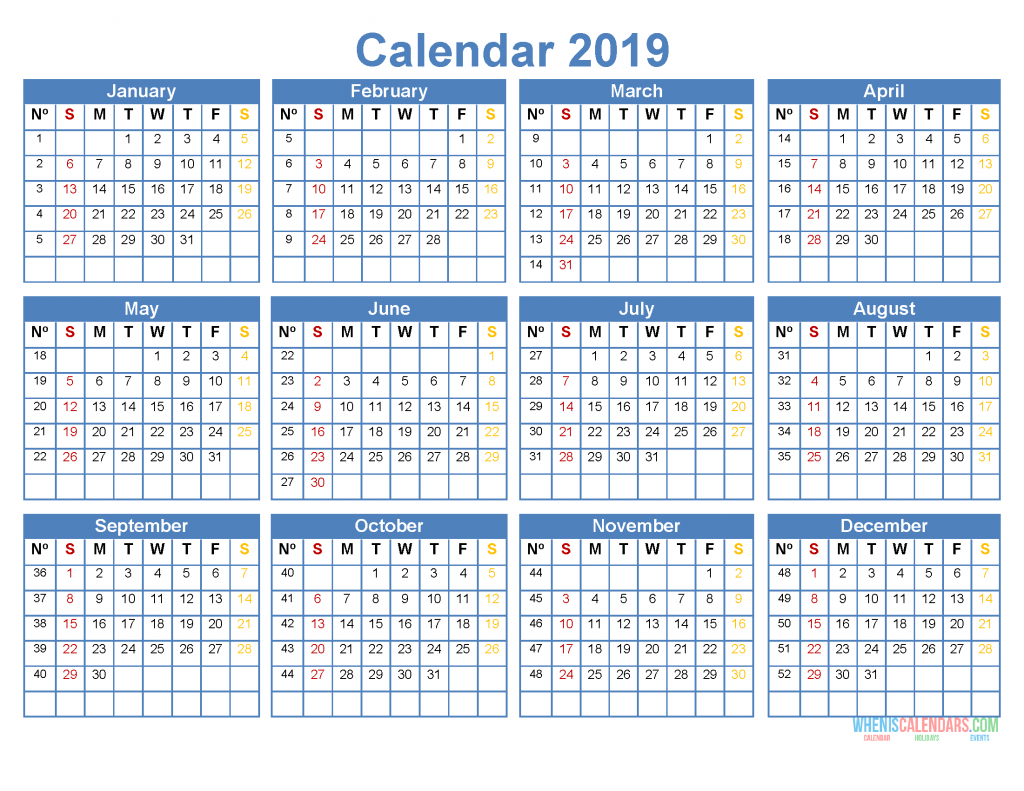 Download 2019 Monthly Calendar Template Excel Nomer 10