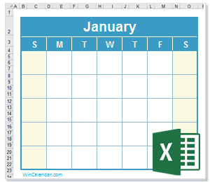 Detail 2019 Monthly Calendar Template Excel Free Download Nomer 2