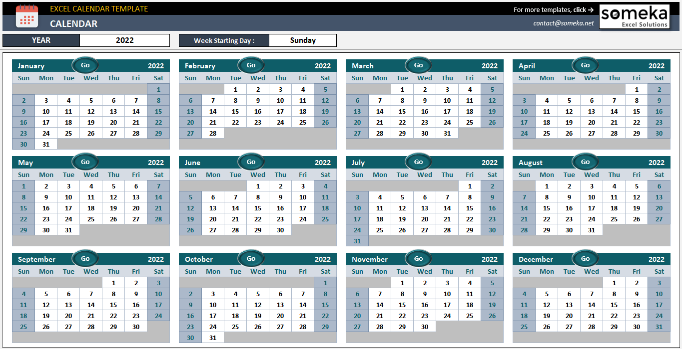 Detail 2019 Monthly Calendar Template Excel Free Download Nomer 25