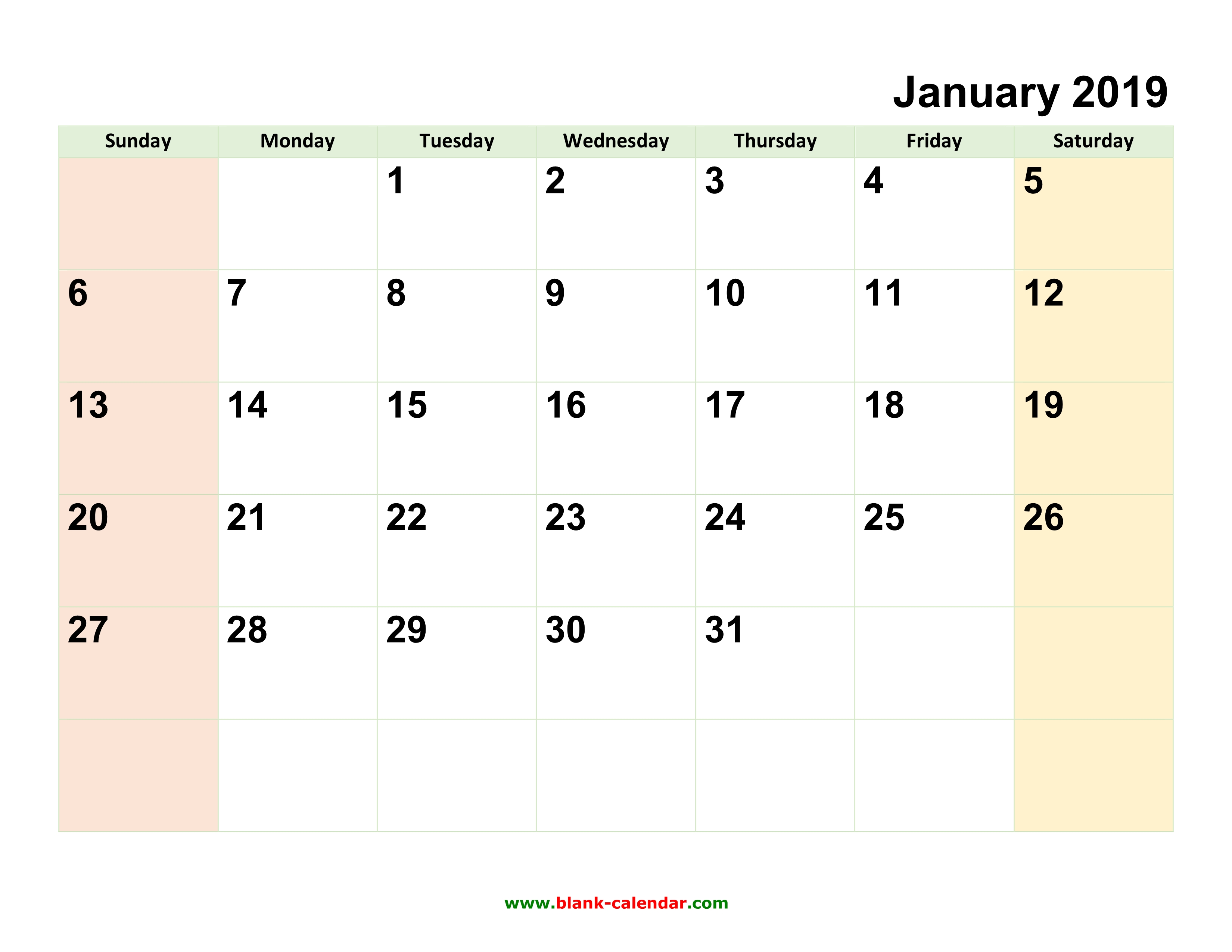 Detail 2019 Monthly Calendar Template Excel Free Download Nomer 37