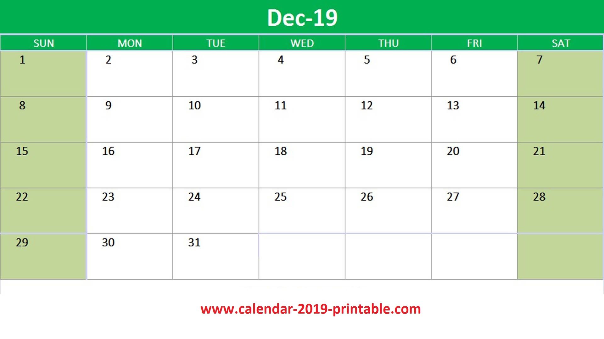 Detail 2019 Monthly Calendar Template Excel Free Download Nomer 47