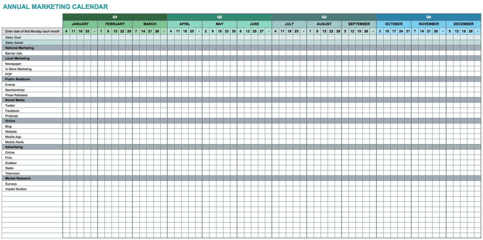 Detail 2019 Monthly Calendar Template Excel Free Download Nomer 48