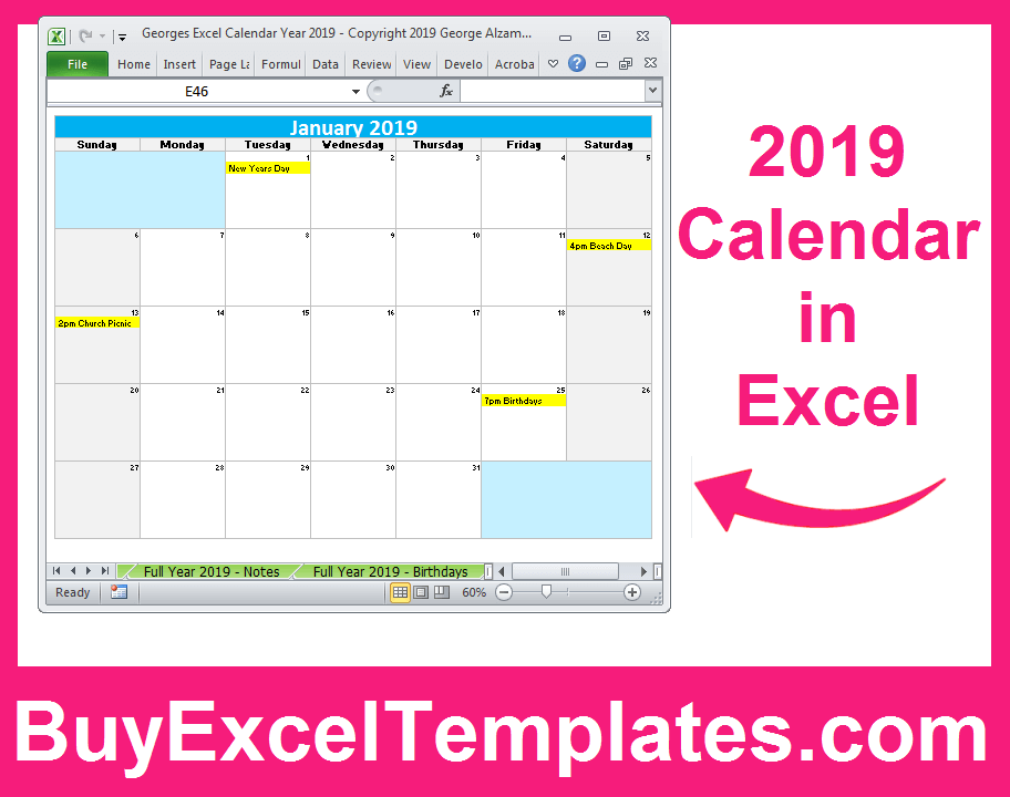 Detail 2019 Planner Template Excel Nomer 17