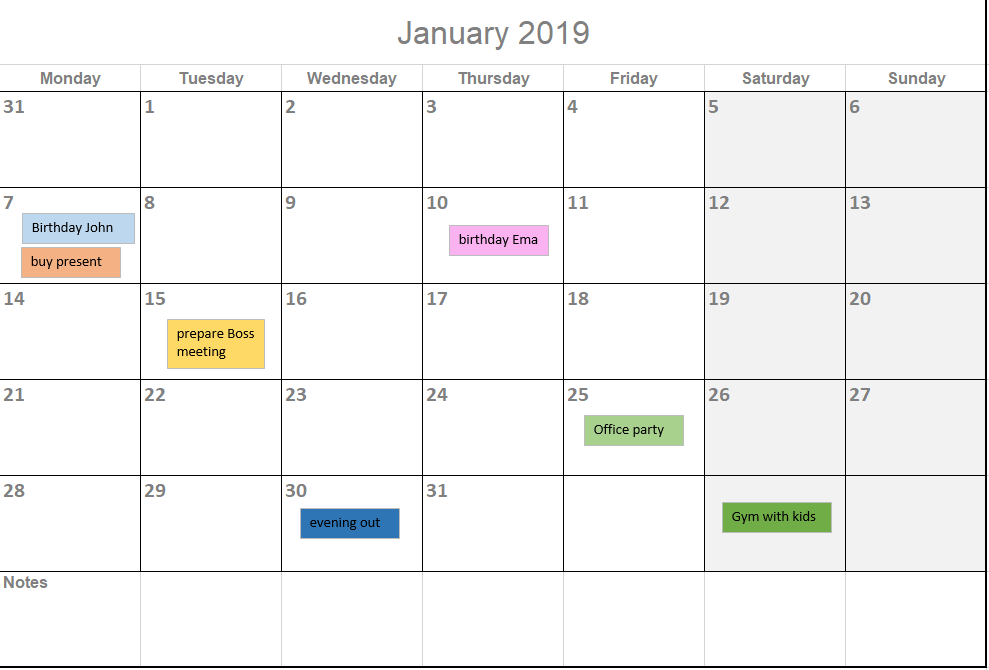 Detail 2019 Planner Template Excel Nomer 3