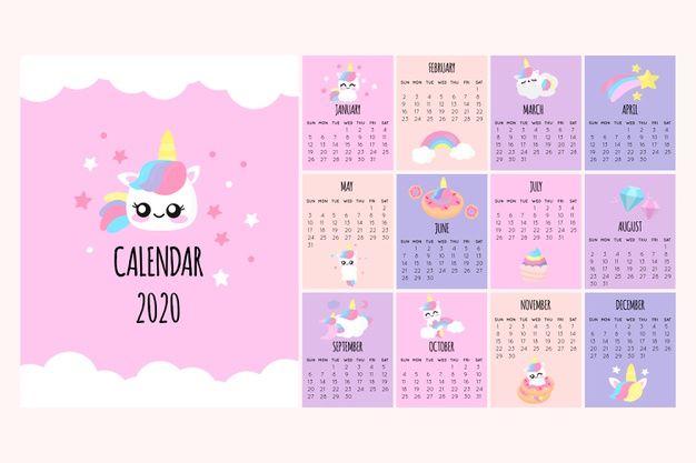 Detail 2020 Calendar Cute Template Nomer 16