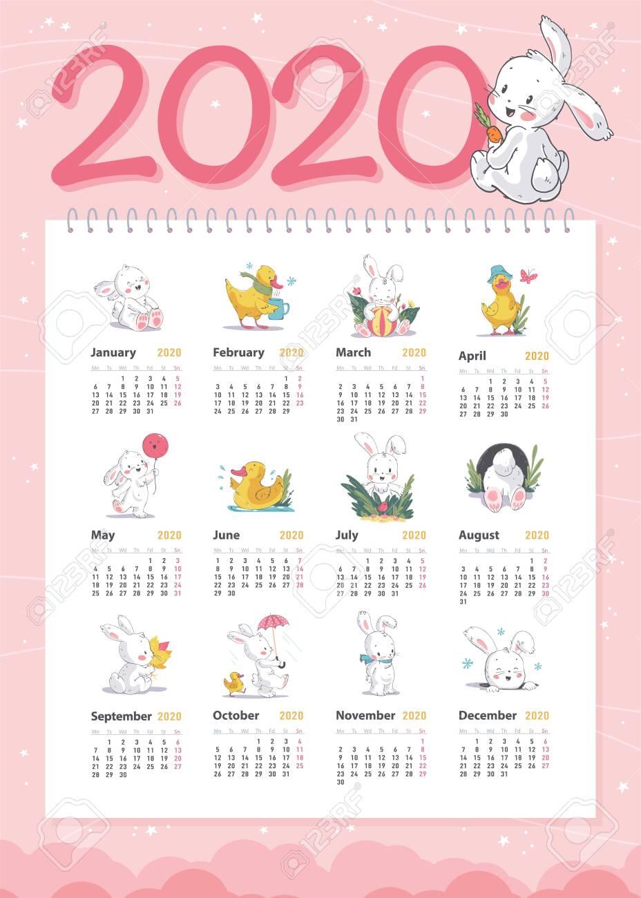 Detail 2020 Calendar Cute Template Nomer 29