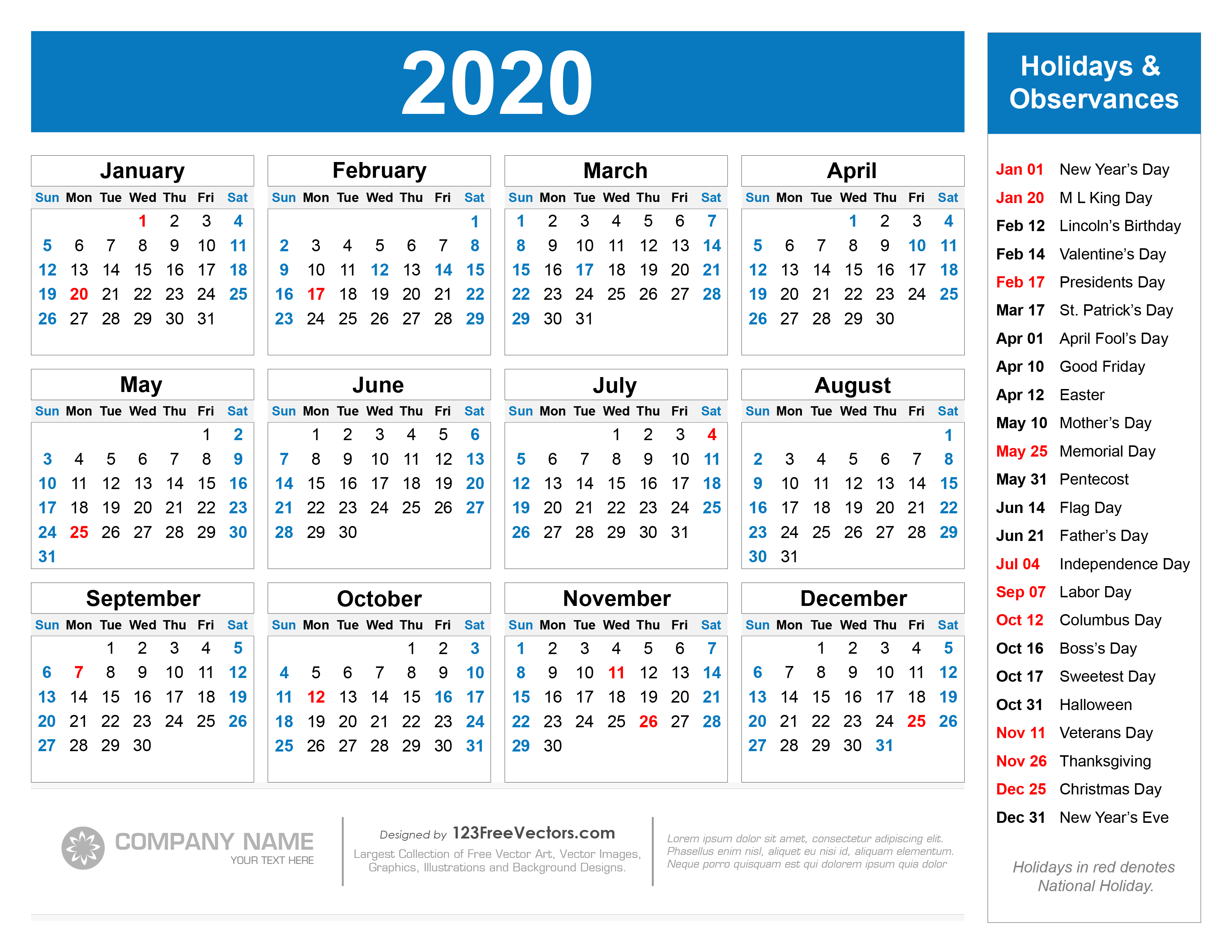 Detail 2020 Calendar Template Ai Nomer 16