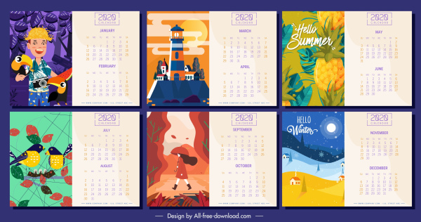 Detail 2020 Calendar Template Ai Nomer 17