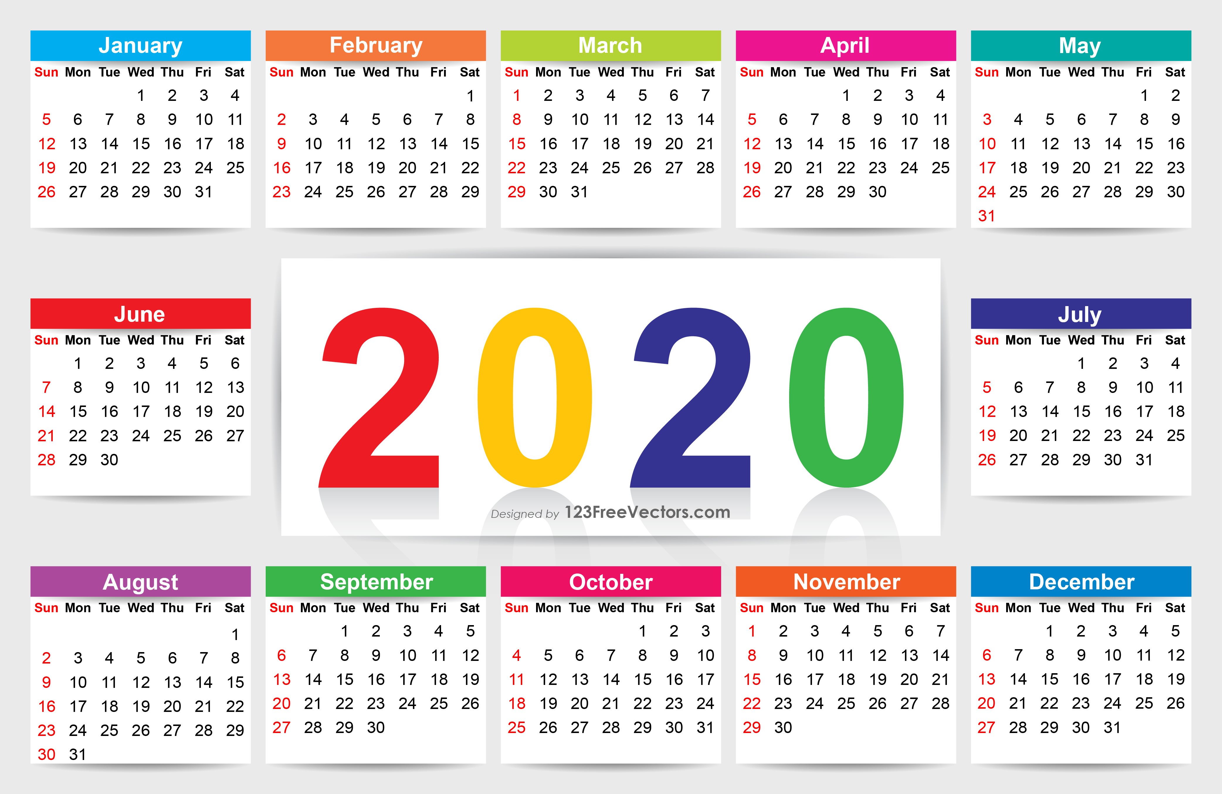 Detail 2020 Calendar Template Ai Nomer 20